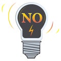 The word no in lamp Light vector icon